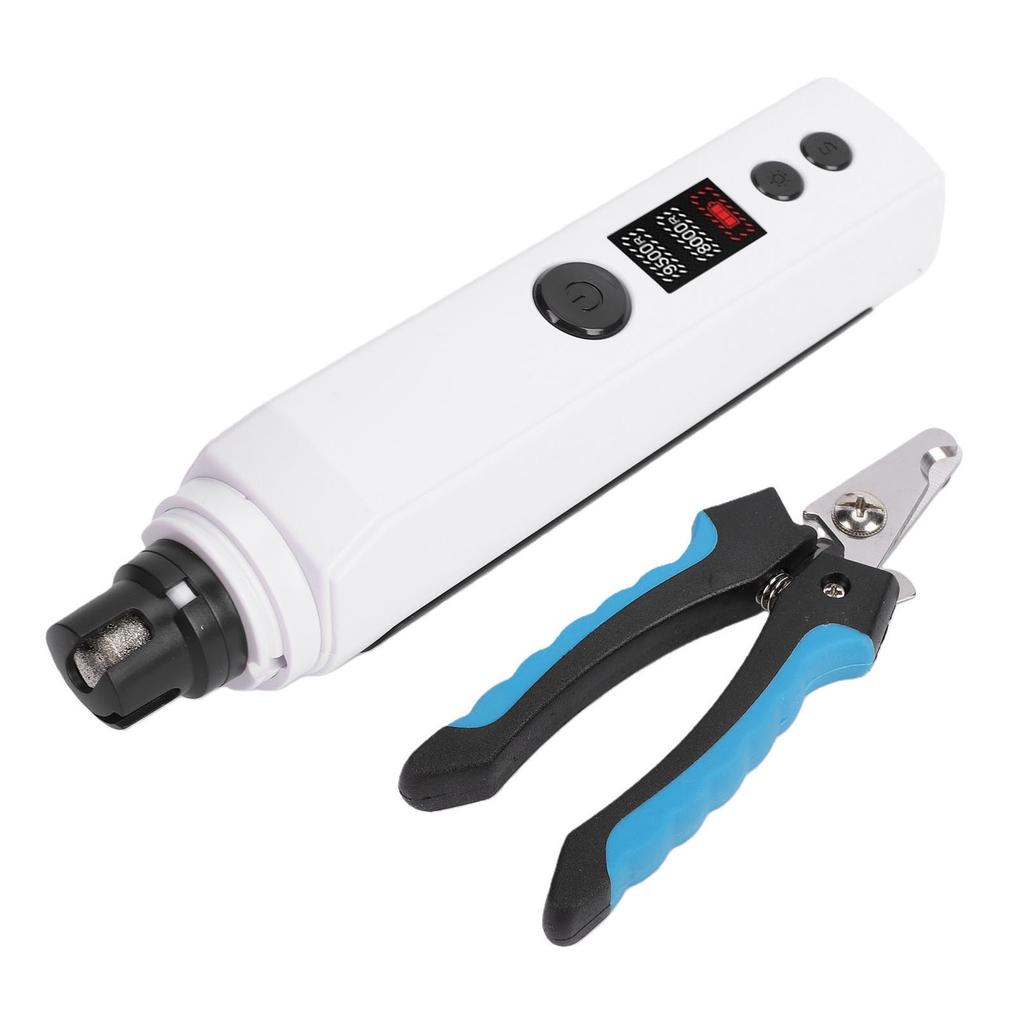 Pet Nail Grinder with Double LED Light Anti Slip Handle Quiet Electric Dog Cat Nail Trimmer for Pet Grooming