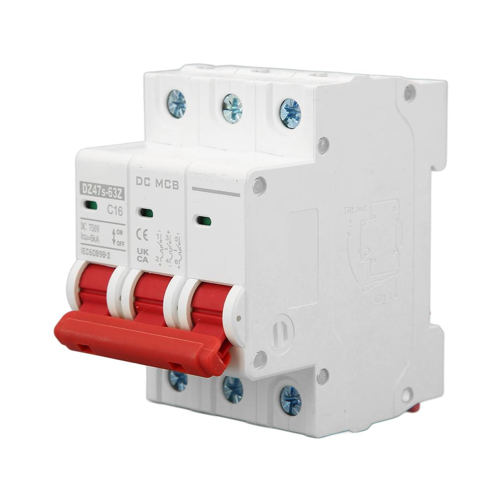 3P DC Circuit Breaker 6000A Breaking Capacity Mini Safety Circuit Breaker for Solar Photovoltaic System 16A 750V