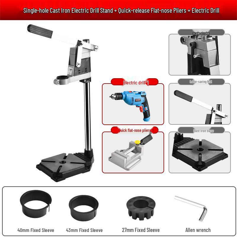 Multi-Functional Rotary Drill Stand Converts to Mini Bench Drill and Hole Punch Press