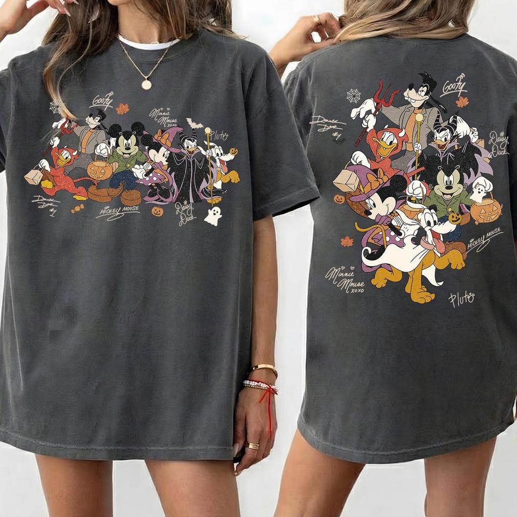 Comfort Colors Mickey and Friends Halloween Shirt, Disney Spooky Season Tee, Disneyland Signature Party T-Shirt, Halloween Group Shirt