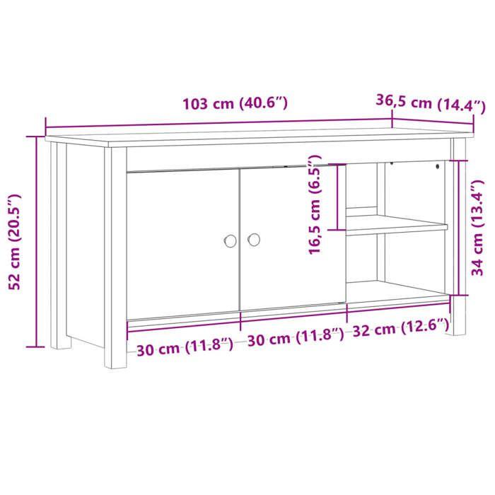 VidaXL TV Stand Black 103x36.5x52 Cm Solid Pine Wood 814593