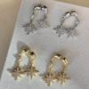 Shiny Zircon Eight-Star Earrings Unique Design Luxury Feel Personality  Versatile Jewelry Ear Decor
