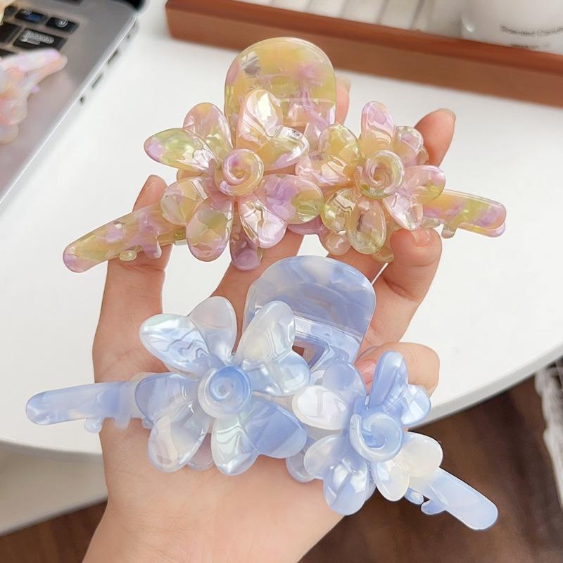 High-End Acetate Three-Dimensional Flower Claw Clips, Fresh Textured Large Hair Clips, Versatile Shark Clip Hair Accessories for Women