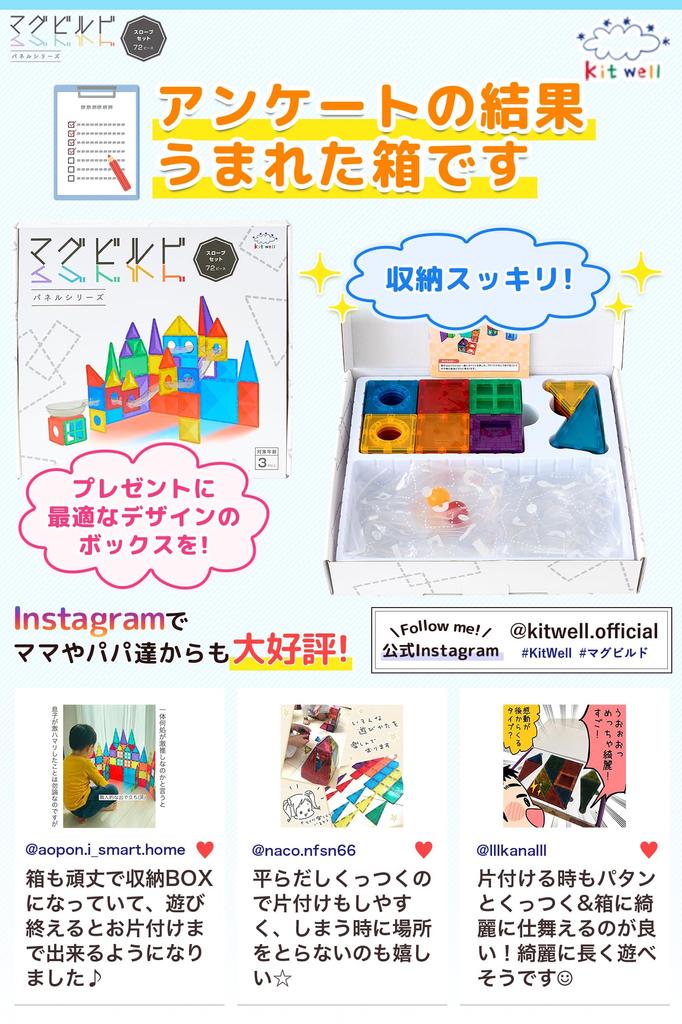 Good Toy 2023 Award Kitwell Mag Build Slope Set 72 Pieces Educational Toy Magnet Block Toy Jade Road