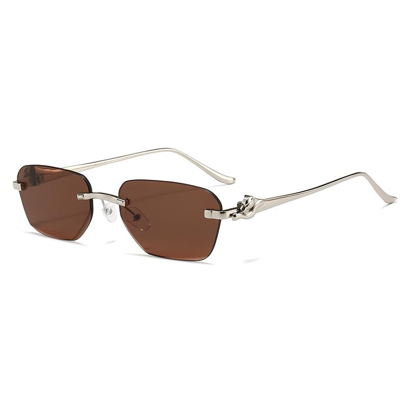 Xiaomi Women Rimless Rectangle Sunglasses UV400 Silver Alloy Temples Multi Color Gradient Fashion Daily Shades