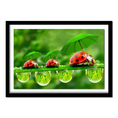 Haft 5D DIY Diament Malarstwo Biedronka i zielone liście Diament Malarstwo Cross Stitch Rhinestone