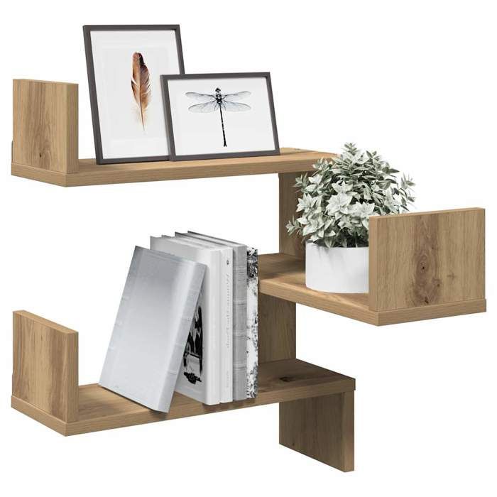 VidaXL Étagères d'angle murales 2 pcs chêne artisanal 40x40x49,5 cm, étagère murale, étagère suspendue, étagère murale 856609