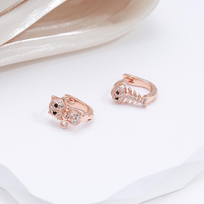 Kinel Cute Cat Drop Earrings For Women Zircon Full Paved Romantic Party Stud Earring Gift
