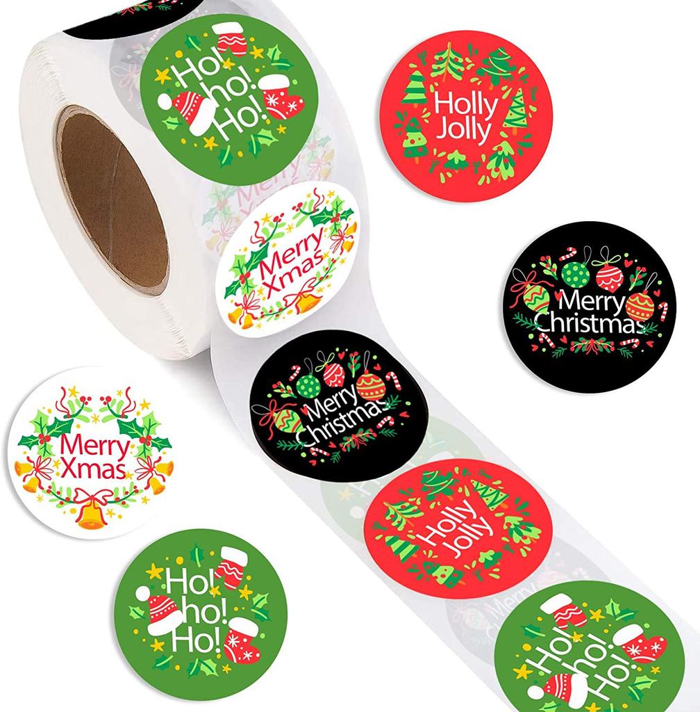 500pcs Rose Gold Merry Christmas Stickers 1 Inch Self-adhesive Holiday Stickers For Christmas Decors Wedding Party Cards Label