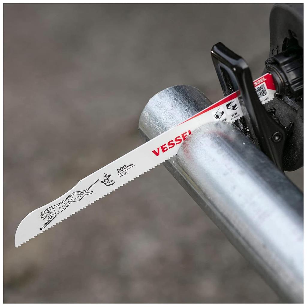 VESSEL Reciprocating Saw Cheetah for 14 200mm 10 Blades per Blade, Series, Metalworking, Teeth, 0.9mm Thickness, Length, Pack, SBC-1420-10