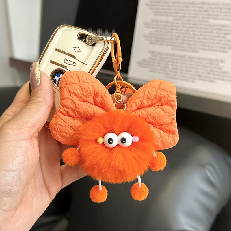 Söt rex kanin hår rosett brikett elf hänge väska docka hänge tecknad docka bil nyckelring