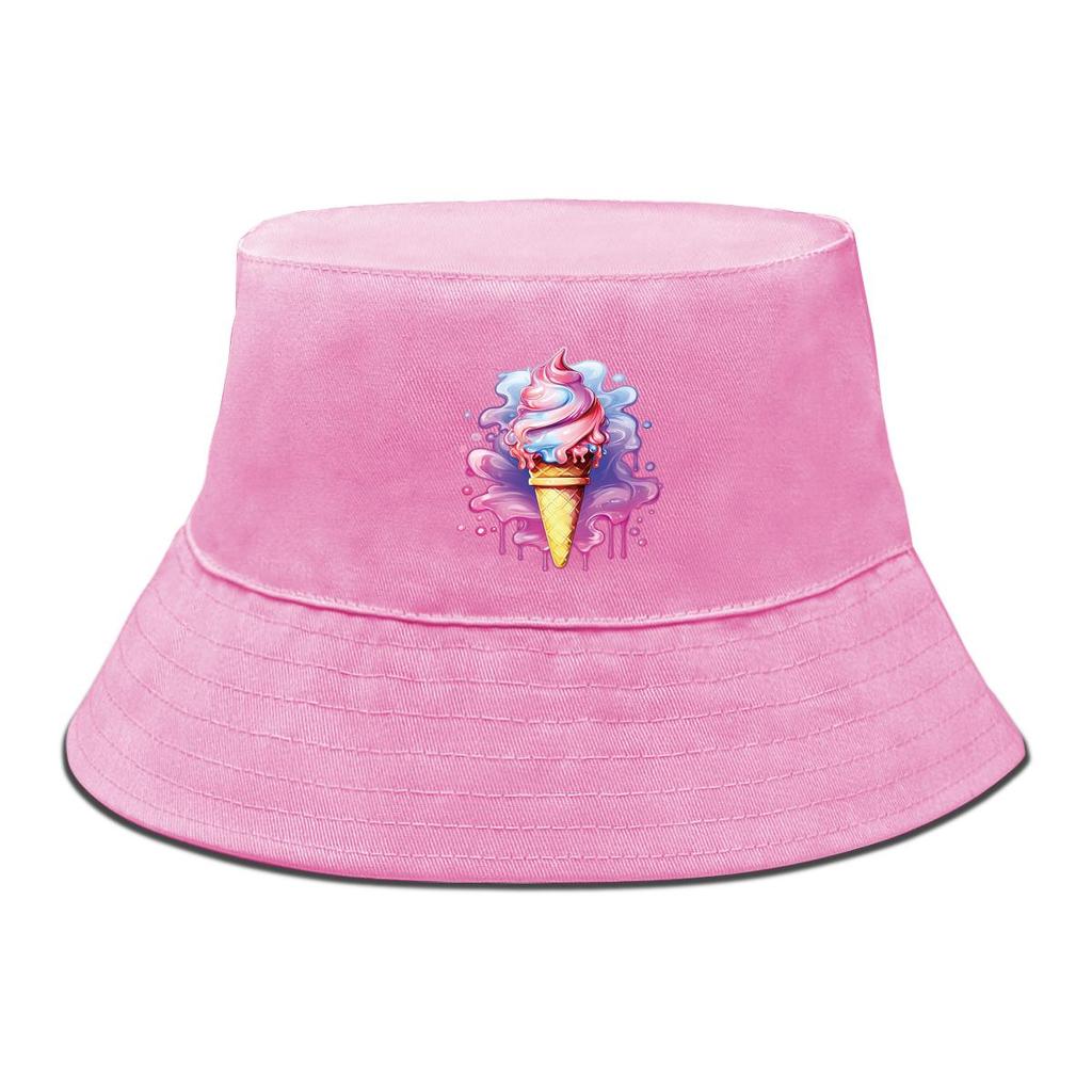 Fischerhut mit lila Eisdruck, Damen Hut faltbar Mode Polyester Beckenmütze