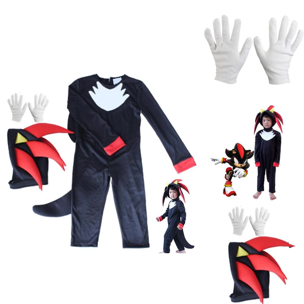Sonic Cosplay Jumpsuit Halloween Kostüm für Kinder mit atmungsaktivem Stoff