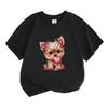 Short Sleeve Child Cute Dog T-shirt Girls Boy White Pink Black Short Sleeve T-shirts Tops Summer Casual Party Supplies Tee