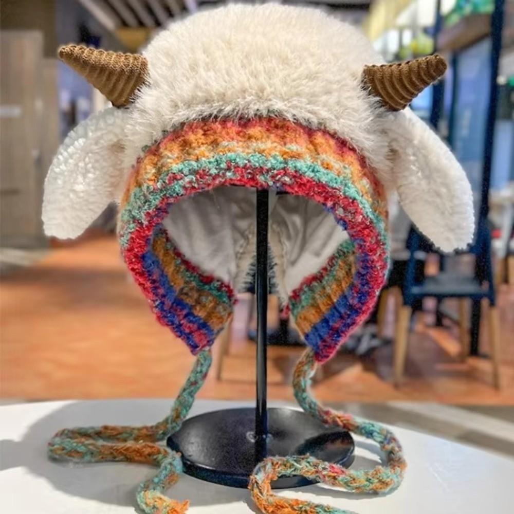 Korean Style Ear Protection Hat Soft Women Fluffy Hat Plush Pullover Hats Autumn and Winter