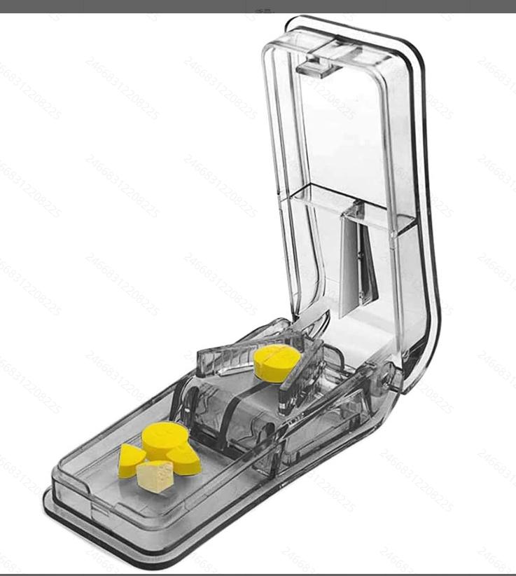 

Clear Plastic Pill Cutter Tablet Splitter with Storage Sharp Blade Pill Splitter for 1/2 1/4 1/8 Small Large Pills чёрный