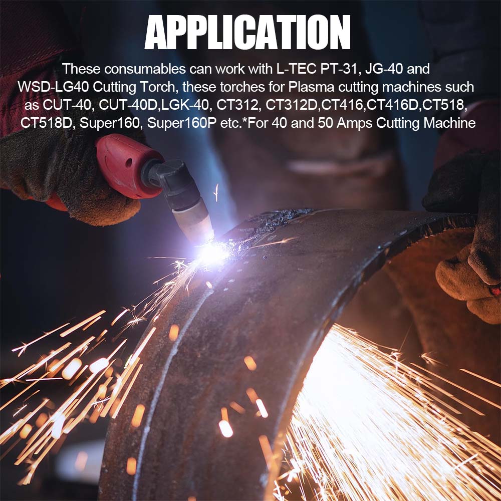 A Set/110pcs Plasma Cutter Tip Electrodes Nozzle  Kit Consumable Accessories Fit for PT31 CUT 40 Plasma Cutter Welding Tools