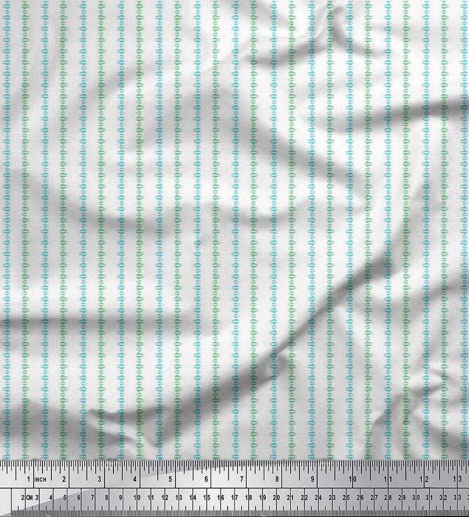 Soimoi Japan Crepe Satin Fabric Triangle Shirting Printed Craft Fabric by the Metre 42 Inch