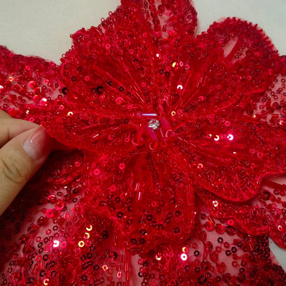 1Pcs Multi Layered Organza Three-Dimensional Flower Crystal Studded Pearl Patches Applique Dress Decoration Accessories