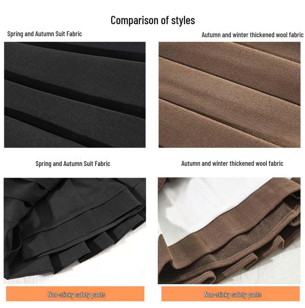 Meillard Women's High Waist Wool Blend Midi Skirt: Spring, Autumn, Winter A-Line, Slimming, Petite, Anti-Exposure, Pleated.