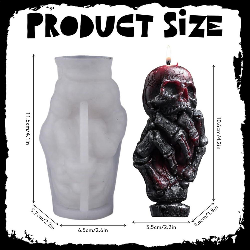 

Halloween Skull Candle Molds 3D Skeleton Wax Candle Making Mould Halloween Decoration Soap Making Party Supplies For Adults