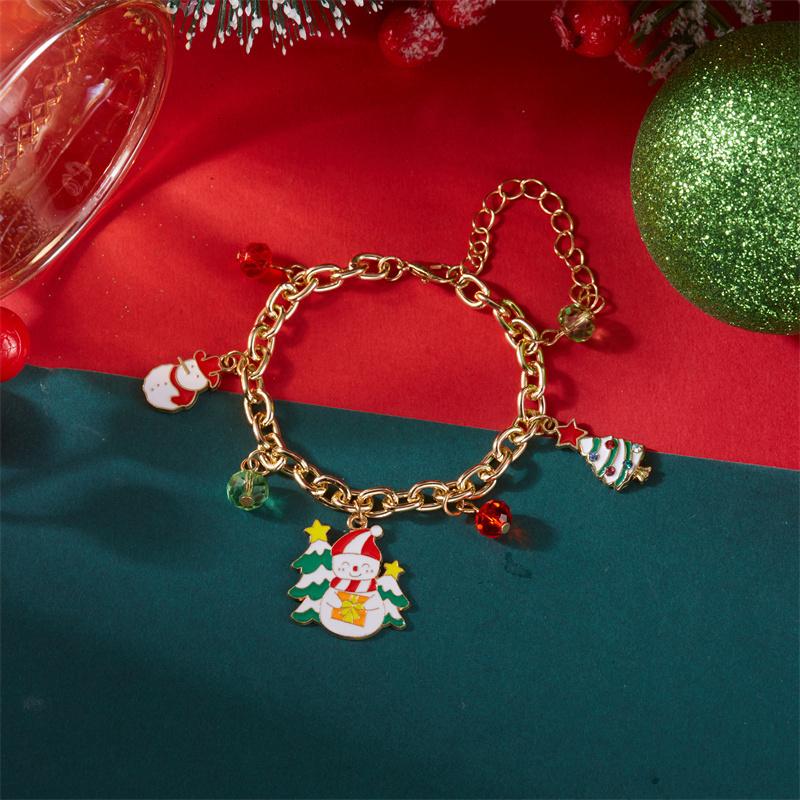 Christmas Santa Claus Snowman Tree Pendant Bracelet For Women Girls Exquisite Christmas Party Bracelet Jewelry Adjustable Gift
