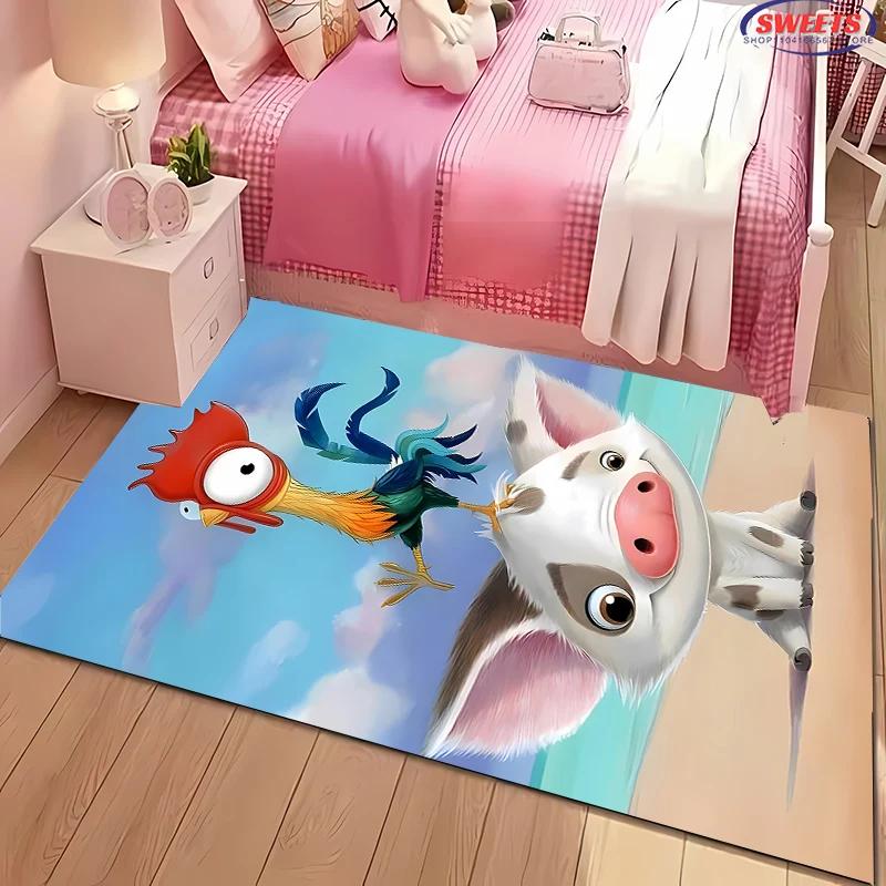 Disney Moana Cartoon Carpet New Release! Bedroom Living Room Bed Mat, Non-slip Exquisite Home Decor, Durable Washable Rug