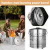 For Debris Wood Trash Leaves Burn Barrel Stainless Steel Paper Burn Bucket Carry Handle Attached  Traditional Auspicious Barrel