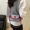 Korean Version Plaid Mini Shoulder 2025 Contrasting Color Embroidery Chain Messenger Bag Sweet and Cute Portable Fashion Saddle Bag