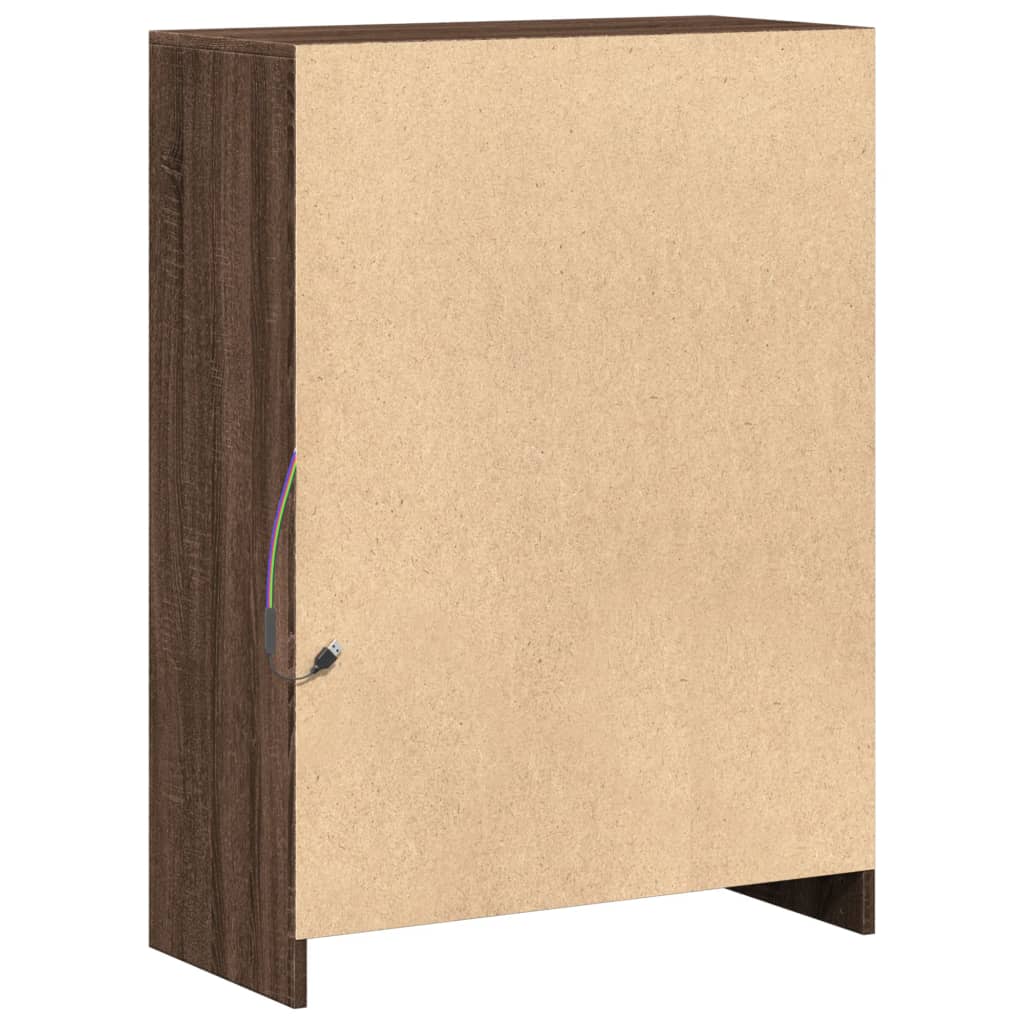 Sideboard with LED Lighting Brown Oak Effect 72 x 34 x 100 cm Wood Based Material