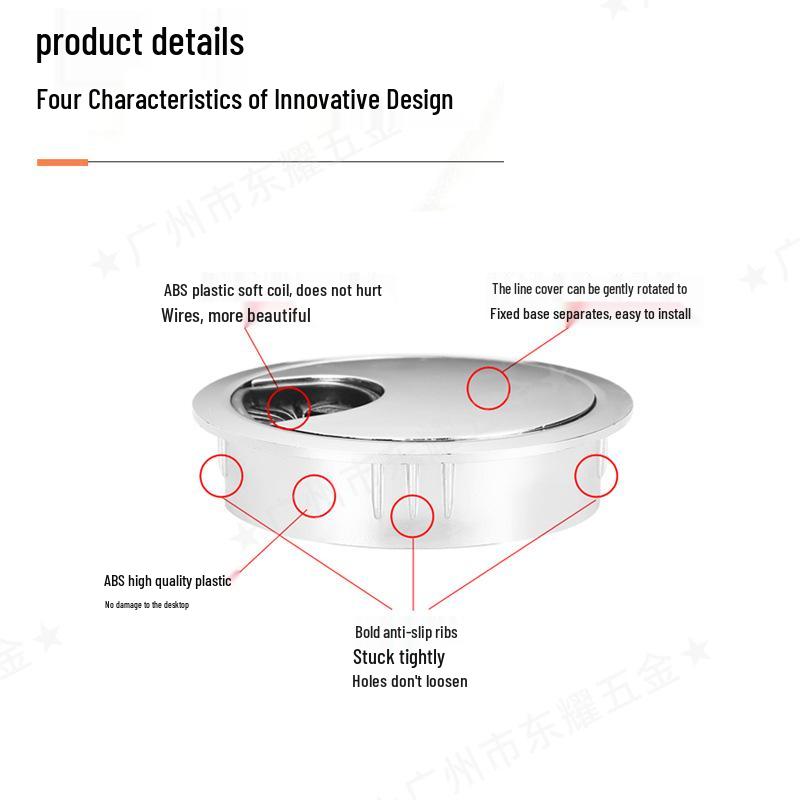 Computer Office Desk Grommet Cover - Round Plastic Wire Box
