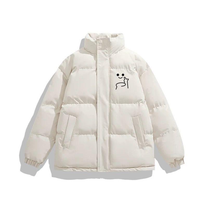 Trendy Stand Collar Winter Cotton Jacket: Thick, Fashionable, Loose-fit for Couples