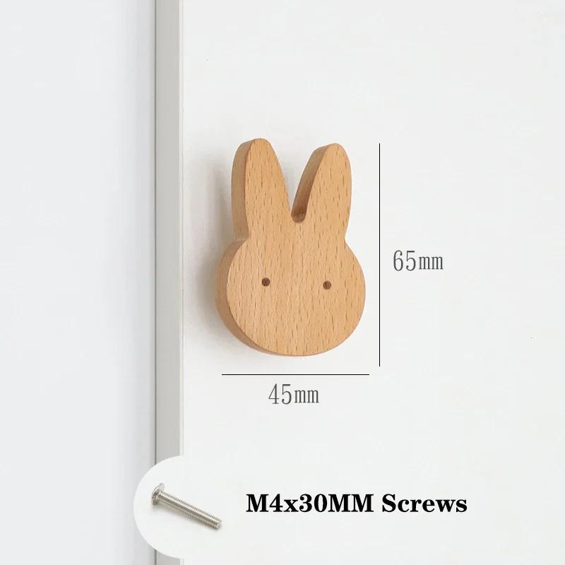 Children's Room Wooden Door Handles Animal Wood Furniture Handles for Cabinets and Drawers Knobs Kitchen Cupboard Wardrobe Pulls