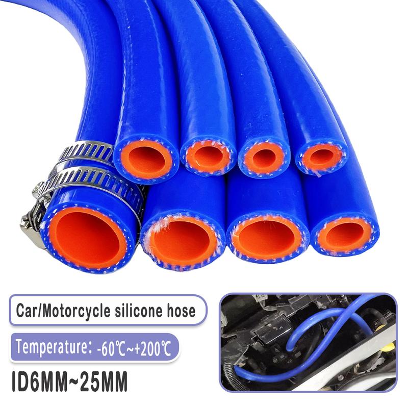 Blue Auto Car Vacuum Hose Double-layer Clamp Wire Warm Air Water Pipe Silicone Hose Inner Diameter 6/8/10/12/14/16/18/20/22/25mm