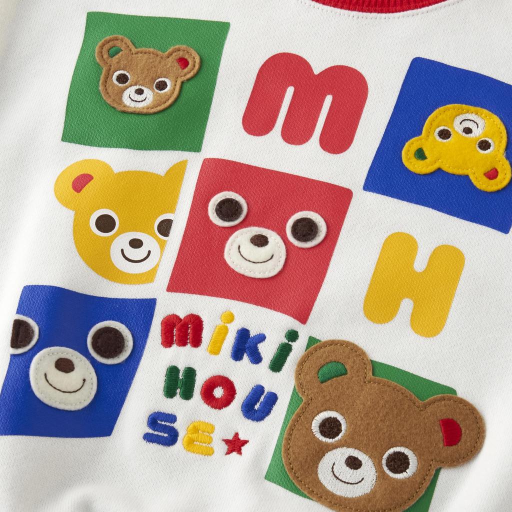MIKI HOUSE Långärmad Tröja med Björndesign, Tillverkad i Japan, för Pojkar och Flickor, Baby & Barn, 90cm, Flerfärgad, 13-5602-685