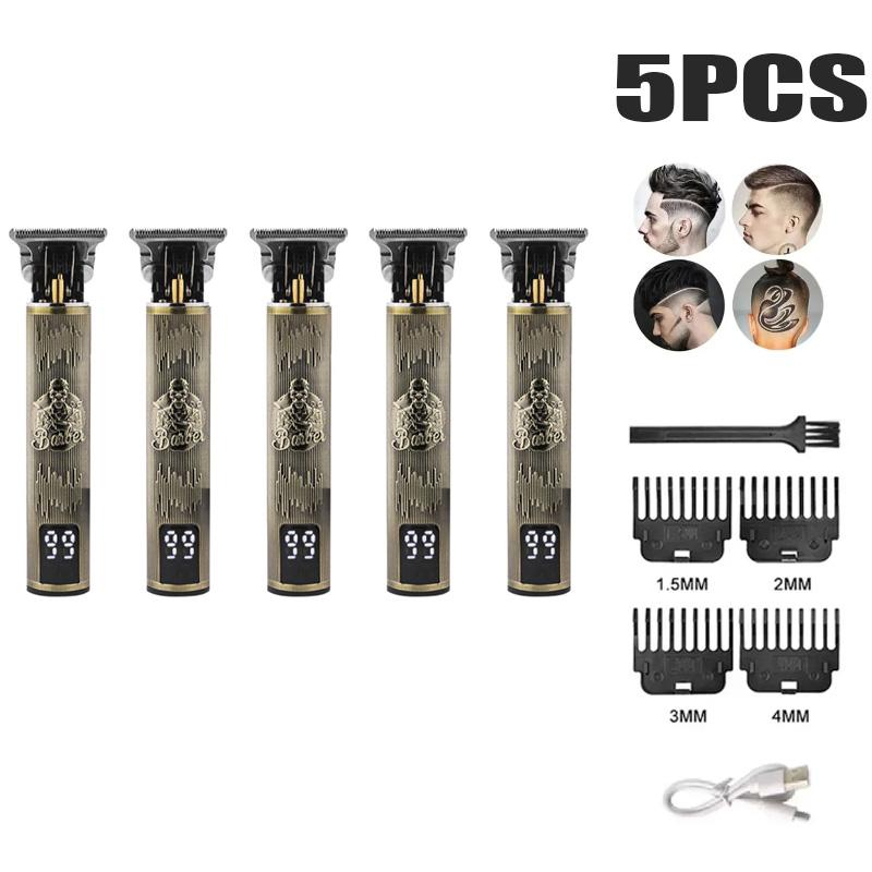 1-5PCS T9 Electric Hair Clipper Men Hair Cutting Machine Shavers Rechargeable With USB Professional Beard Trimmer For Men Barber