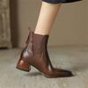 Fashion 2025 New Autumn Split Leather Women Boots Pointed Toe Ankle Boots for Women Winter Boots Women Retro Chelsea Boots Zapatos Mujer