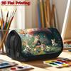 2D Flat Printing 1pc Fairy Mushroom Easter Design Double Layer Flip Pencil Case - Large Capacity Zipper Closure, Suitable for Schools, Offices, And Tr