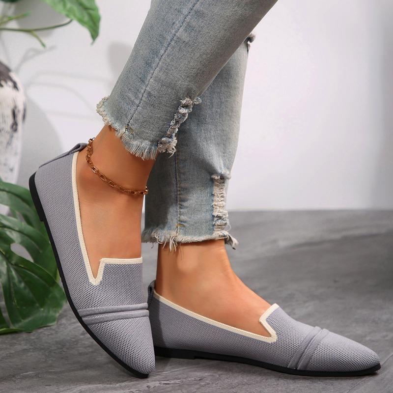 Women's Large Size Flat Shoes Spring and Summer Pointed Toe Fashion Flying Weaving Shallow One Foot Pedal Casual Overfoot Single Shoes