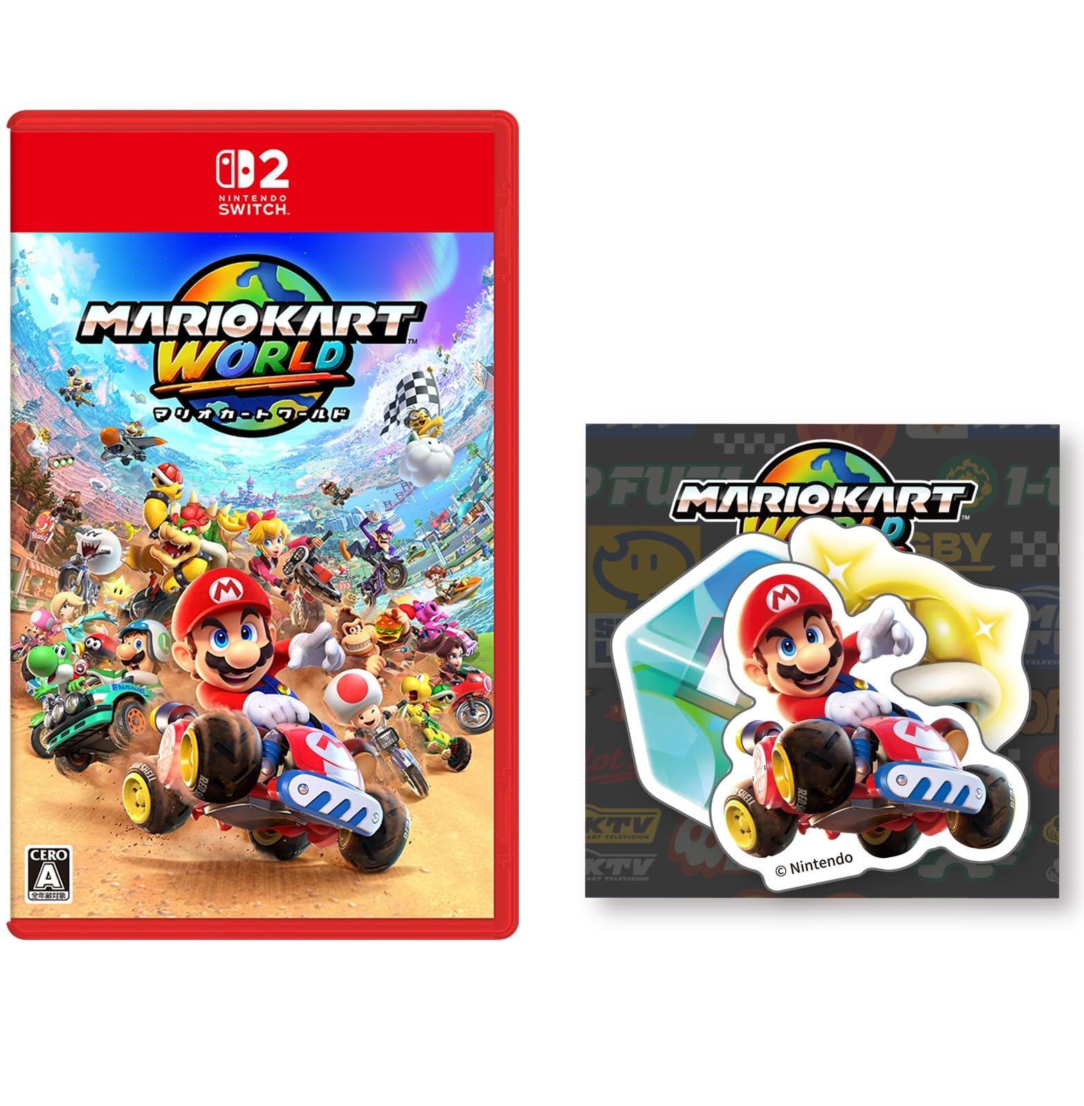 

Mario Kart World Switch 2 Набор из 3 голографических наклеек в комплекте - [Бонус] вырубные