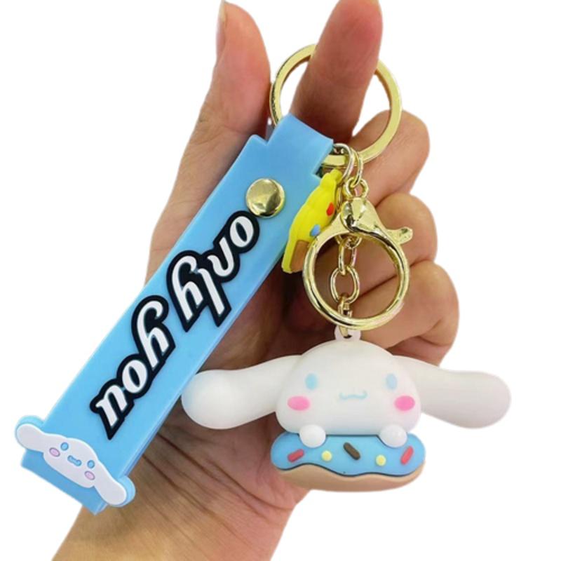 Kuromi-cinnamonroll Keychain W/pom Pom Purin Pendant-xmas Kids Gift Keyring Donut Cinamonroll