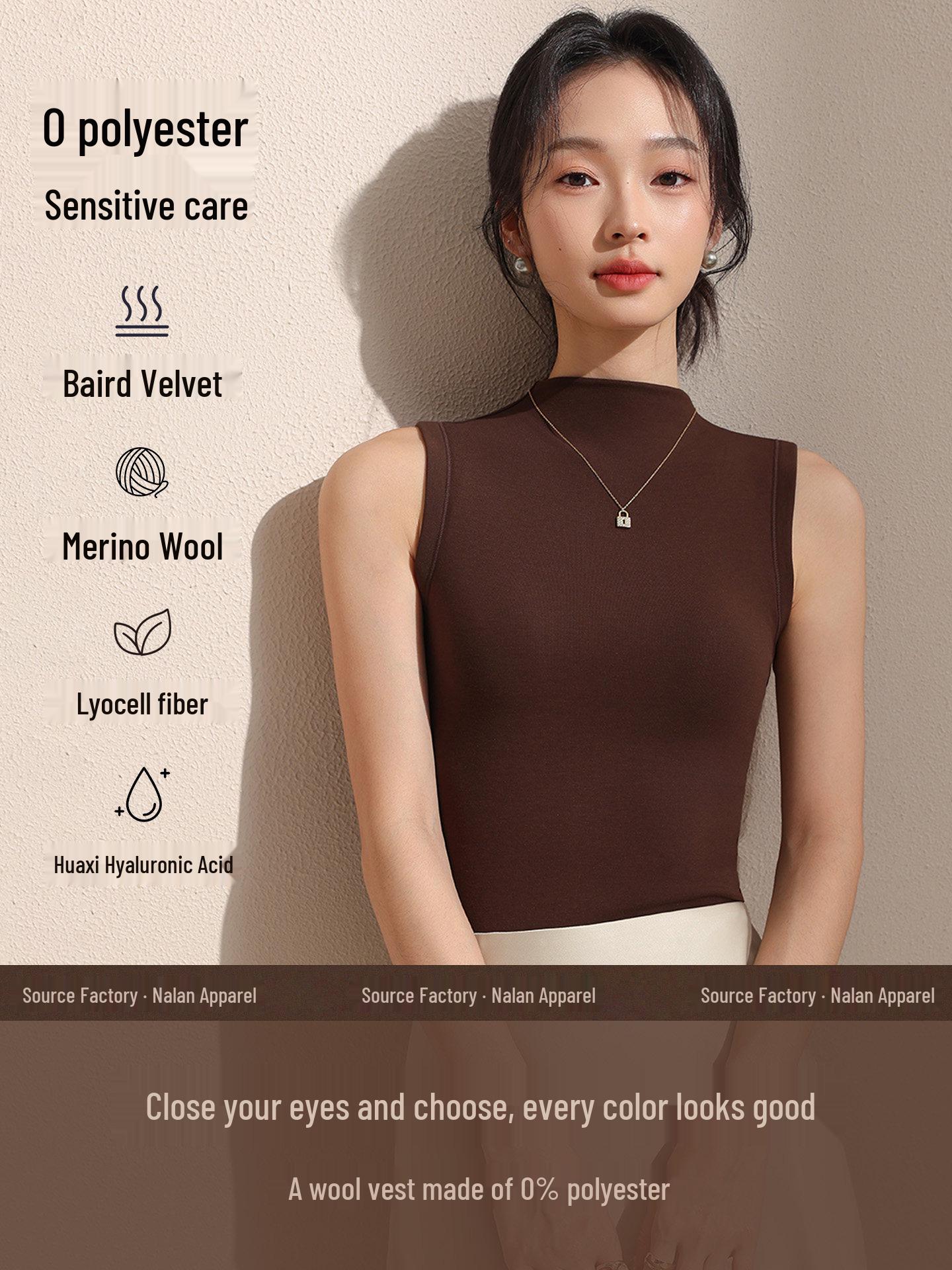 

Women s High Neck Sleeveless Tank Top - 2026 Knit Spaghetti Strap Base Layer for Autumn, Winter, and Spring L [Recommended 100-120 lbs]