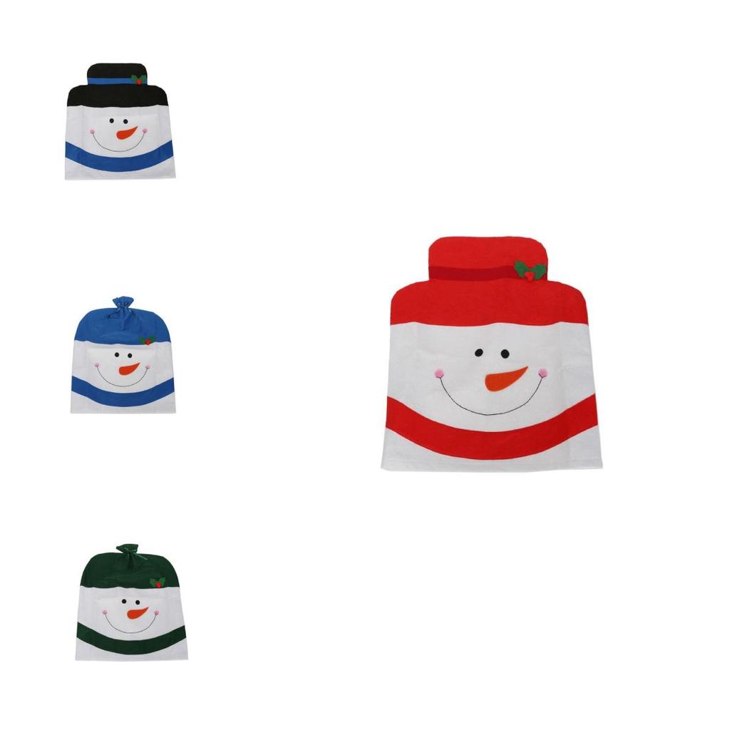 Christmas Chair Cover Set With Snowman Design For Holiday Home Decor