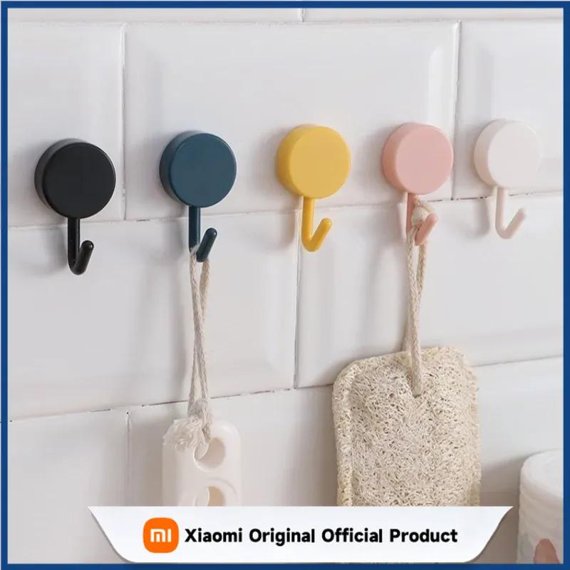 Xiaomi 2026 10Pcs Creative Wall Hook No Punching Storage Adhesive Hanging Behind Kitchen and Bathroom Doors Wall Mounted Key Hook