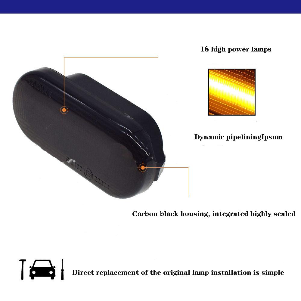 For VW Golf 3 4 MK3 MK4 Passat 3BG Polo 6N 9N Bora Vento Led Dynamic Side Marker Turn Signal Light Sequential Blinker Lights