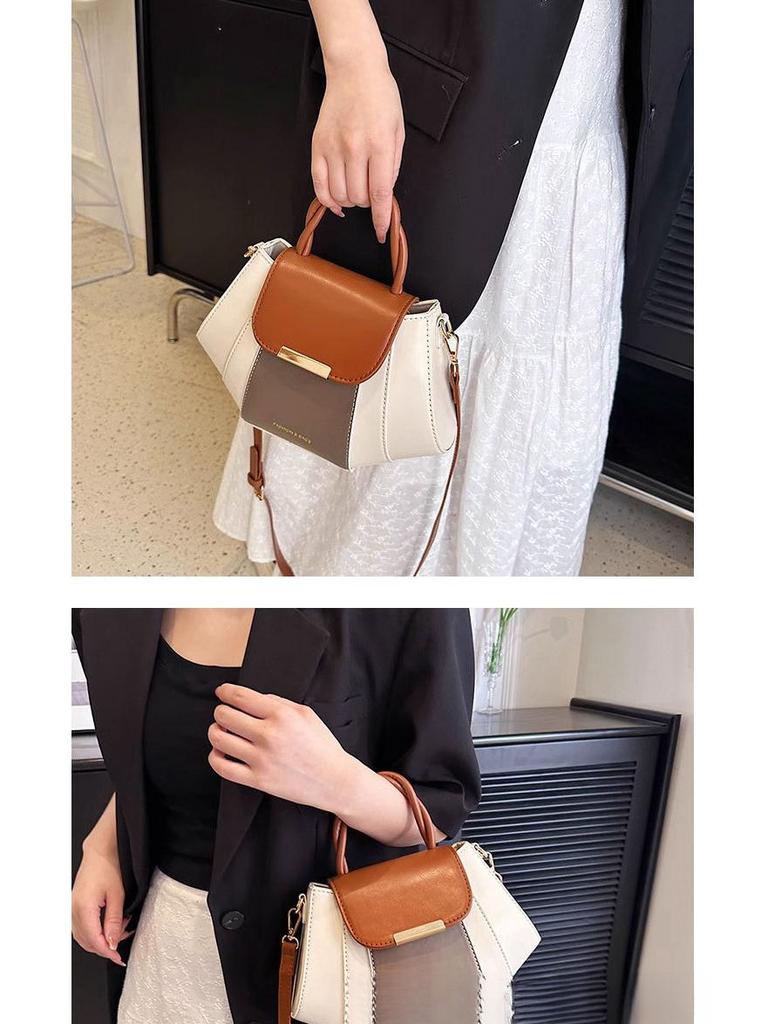 Color Block Handheld Bag for Women - Spring/Summer 2025: Versatile High-End Small Square Shoulder Bag with Niche Design.
