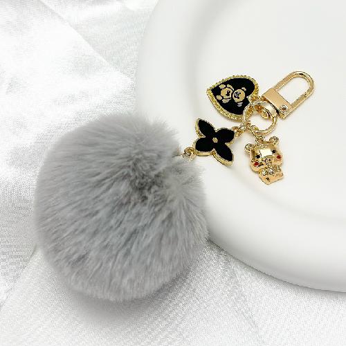 Beautiful Plush Bobble Keychains Cartoon Bear Fashionable Gold Color Ornament Present for Friends Party Favors