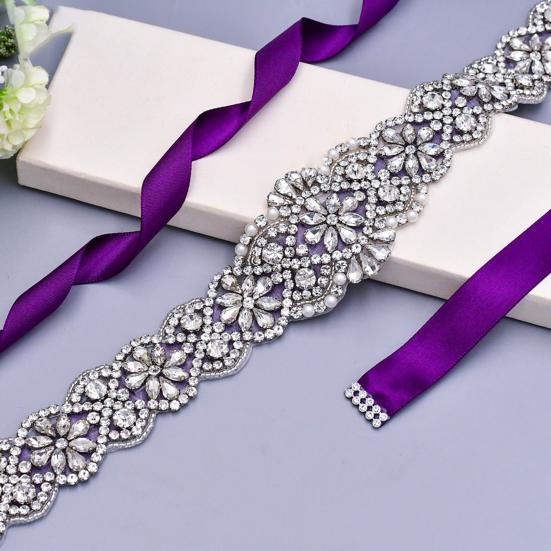 Bridal Belt Shining Rhinestone Handmade Bead Tear Resistant Bridal Sash for Wedding