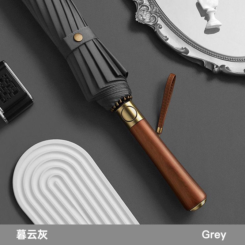 Mido 16 bone long handle umbrella with enlarged surface, wind resistant lotus ribs, solid wood handle, business umbrella