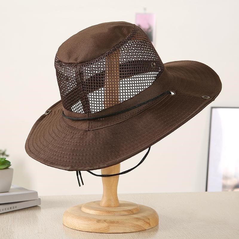 Camouflage Sun Hat for Men Summer Breathable Big Eave Sunshade Hat Outdoor Sport Climbing Hat Fishing Caps Foldable with Buckle